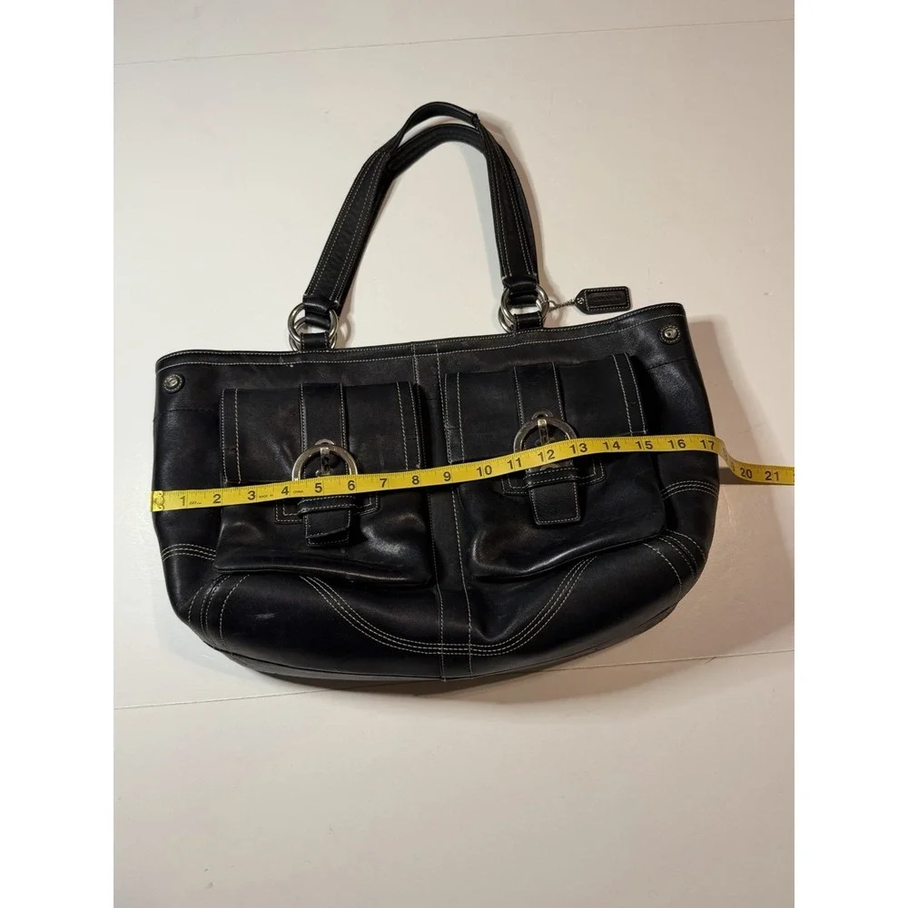 Vintage Coach SoHo Tote Satchel Bag 8A09 Y2K Black Leather Purse - Picture 10 of 11